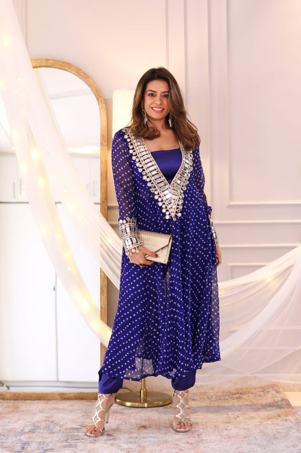 NEW SUPERHIT TRENDING KURTI, PENT & BLOUSE ON CHINON FABRIC WITH DIGITAL PRINT AND REAL MIRROR HAND WORK