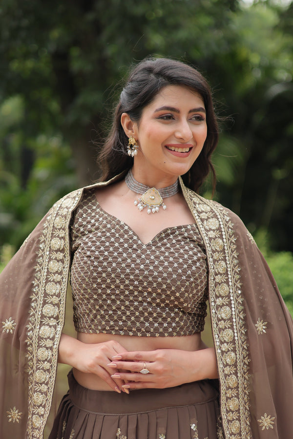 Brewed Elegance: Coffee Lehenga Charm